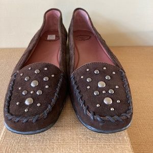 NIB Lisaci Made in Italy Brown Suede Studded Amalfi Loafers 38 BRAND NEW